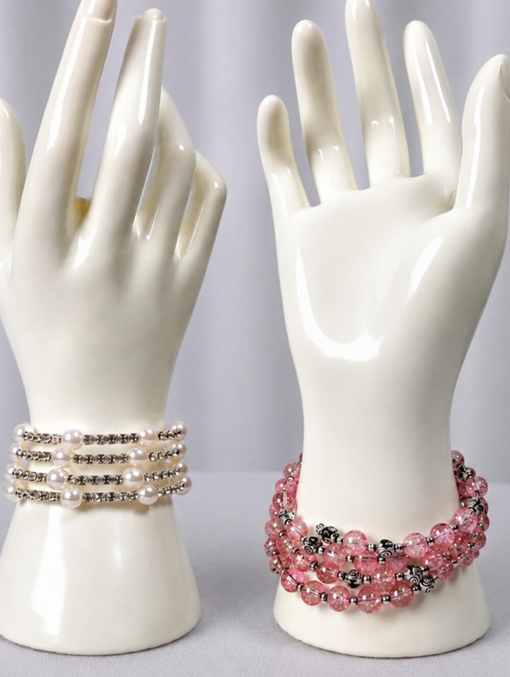 🤍🩷 Pink & Pearl Wrap Bracelet Set | Layered Wrap Bracelets | 2-Piece Stackable